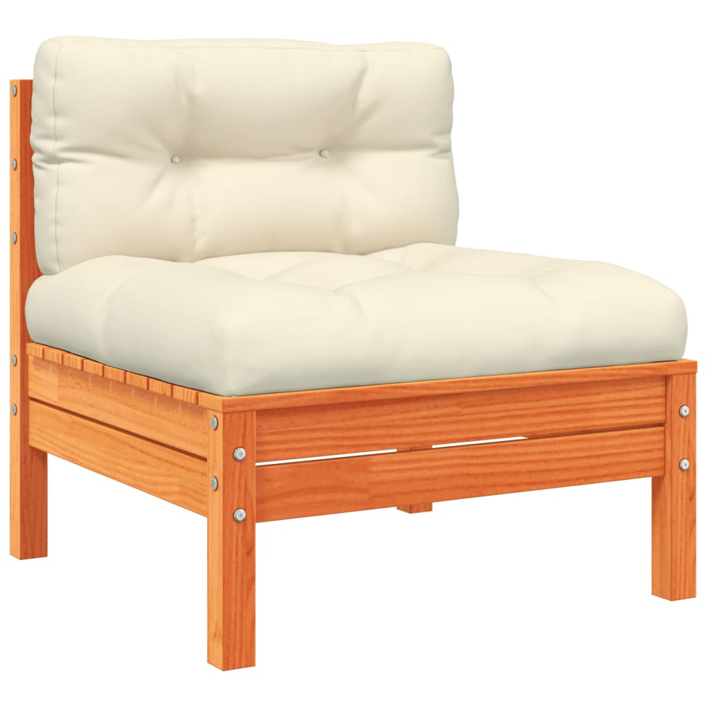vidaXL 6-delige Loungeset met kussens massief grenenhout wasbruin