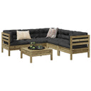 vidaXL 6-delige Loungeset met kussens massief grenenhout wasbruin