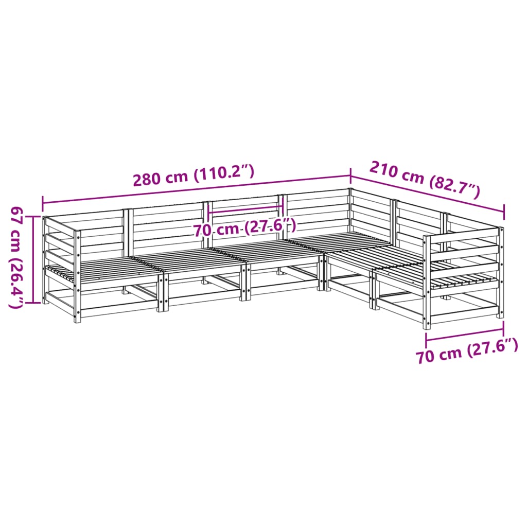 vidaXL 6-delige Loungeset massief grenenhout