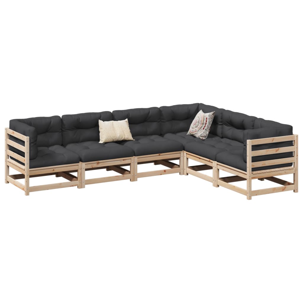 vidaXL 6-delige Loungeset massief grenenhout