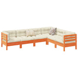 vidaXL 6-delige Loungeset met kussens massief grenenhout wasbruin