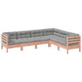 vidaXL 6-delige Loungeset met kussens massief grenenhout wasbruin