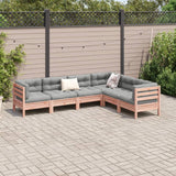 vidaXL 6-delige Loungeset met kussens massief grenenhout wasbruin