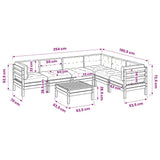 vidaXL 7-delige Loungeset met kussens massief grenenhout wasbruin