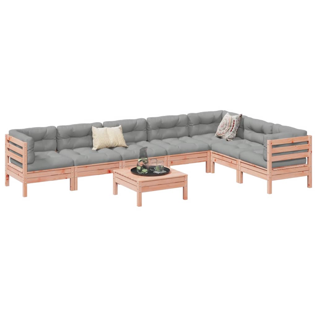 vidaXL 8-delige Loungeset met kussens massief grenenhout wasbruin
