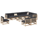 vidaXL 11-Piece Solid Pinewood Lounge Set