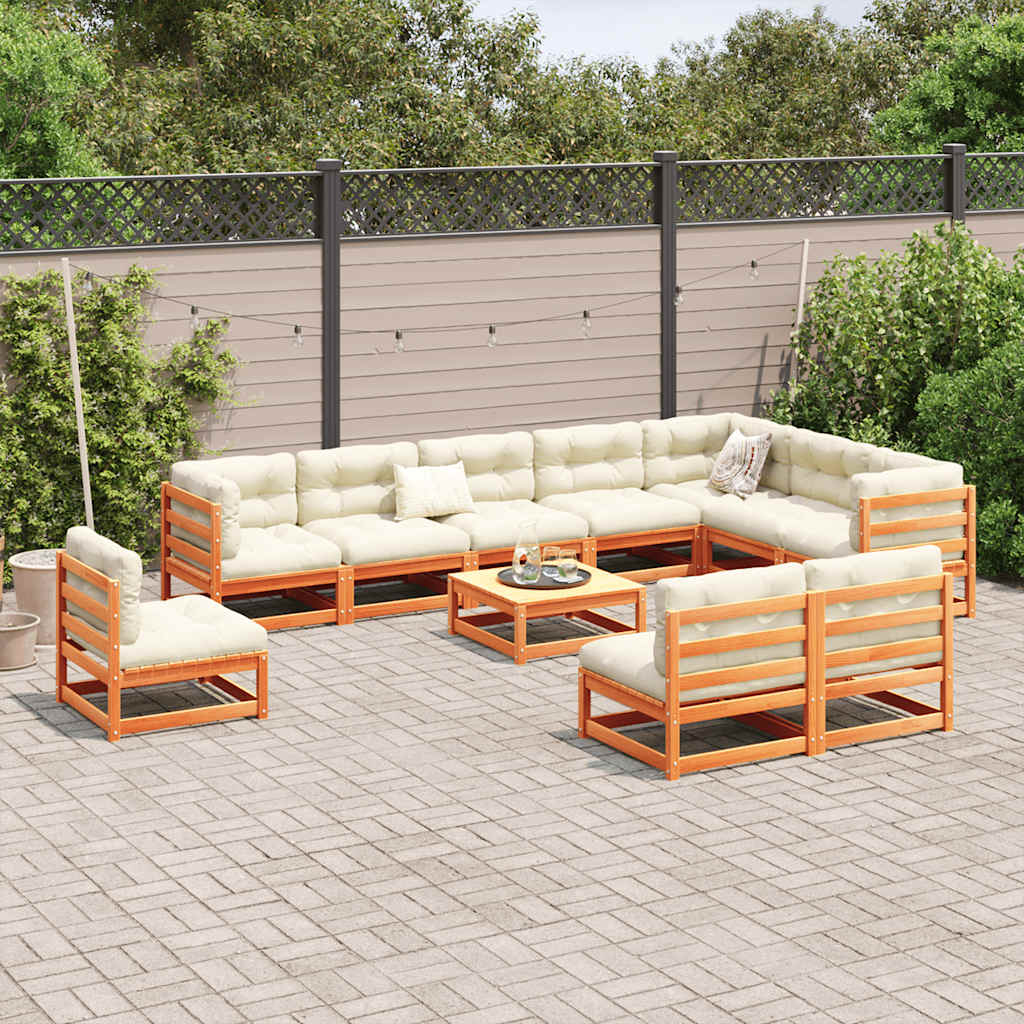 vidaXL 11-Piece Solid Pinewood Lounge Set