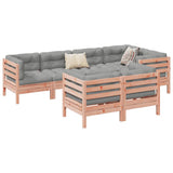 vidaXL 7-delige Loungeset met kussens massief grenenhout wasbruin