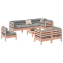 vidaXL 9-delige Loungeset met kussens massief grenenhout wasbruin