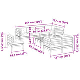 vidaXL 9-delige Loungeset met kussens massief grenenhout wasbruin