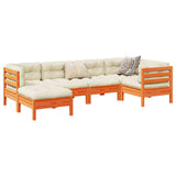 vidaXL 6-delige Loungeset met kussens massief grenenhout wasbruin