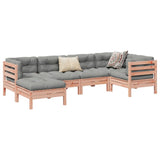 vidaXL 6-delige Loungeset met kussens massief grenenhout wasbruin