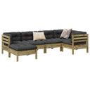 vidaXL 6-delige Loungeset met kussens massief grenenhout wasbruin