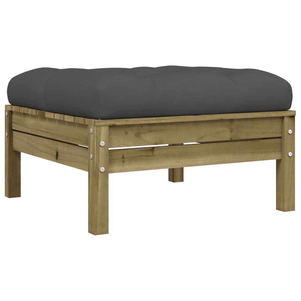 vidaXL 6-delige Loungeset met kussens massief grenenhout wasbruin
