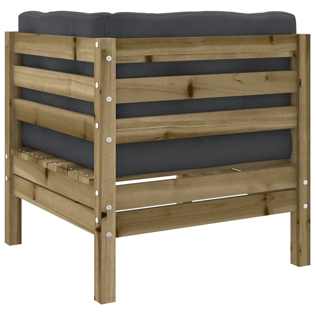 vidaXL 6-delige Loungeset met kussens massief grenenhout wasbruin