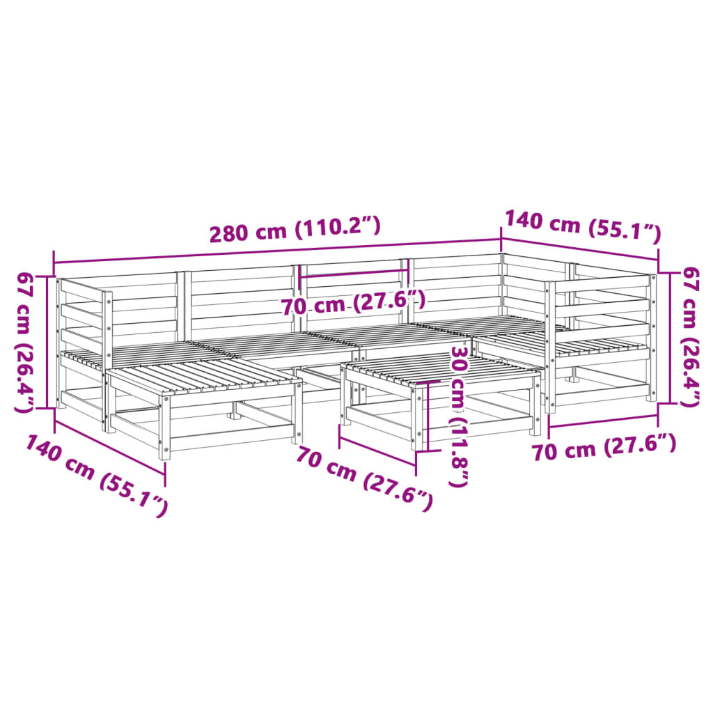 vidaXL 7-delige Loungeset massief grenenhout