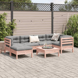 vidaXL 7-delige Loungeset met kussens massief grenenhout wasbruin