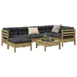vidaXL 7-delige Loungeset met kussens massief grenenhout wasbruin