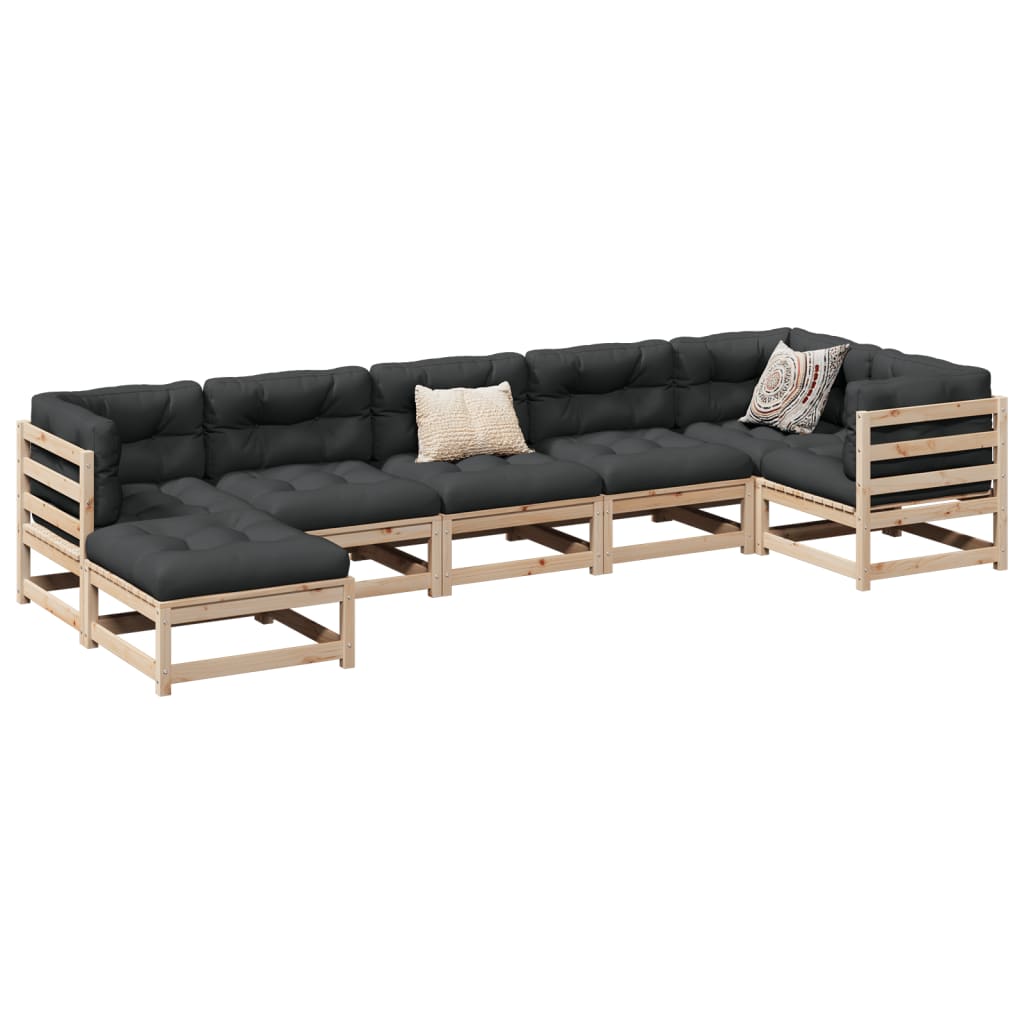 vidaXL 7-Piece Lounge Set Solid Pine Wood