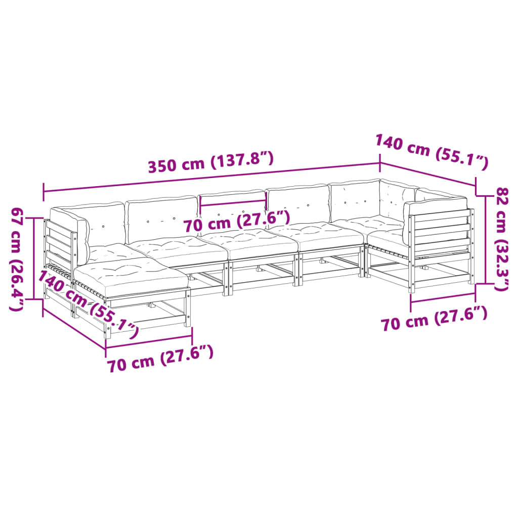 vidaXL 7-Piece Lounge Set Solid Pine Wood