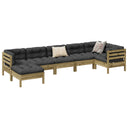 vidaXL 7-delige Loungeset met kussens massief grenenhout wasbruin