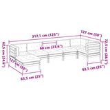 vidaXL 7-delige Loungeset met kussens massief grenenhout wasbruin