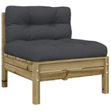 vidaXL 7-delige Loungeset met kussens massief grenenhout wasbruin