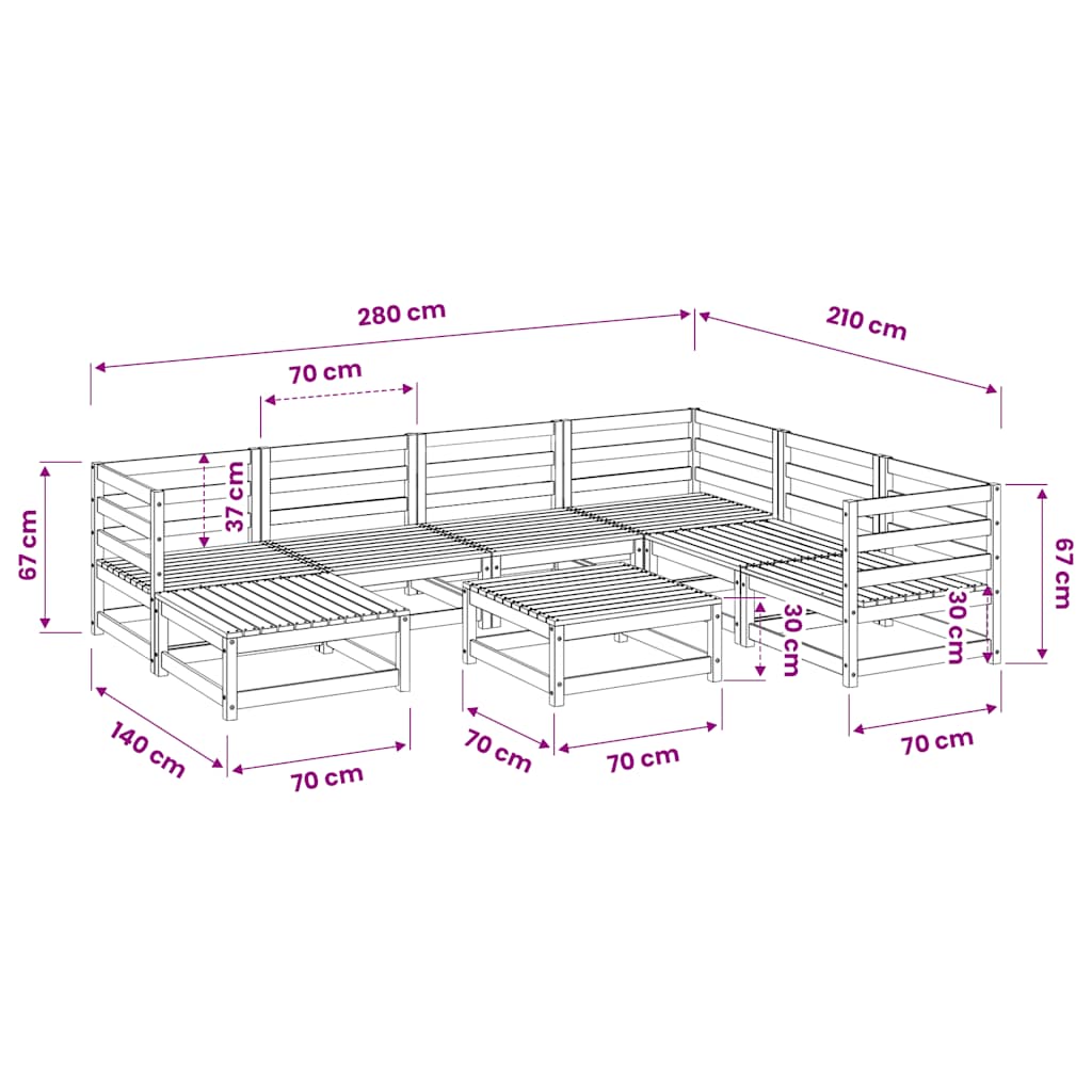 vidaXL 8-delige Loungeset massief grenenhout
