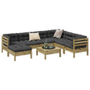 vidaXL 8-delige Loungeset met kussens massief grenenhout wasbruin