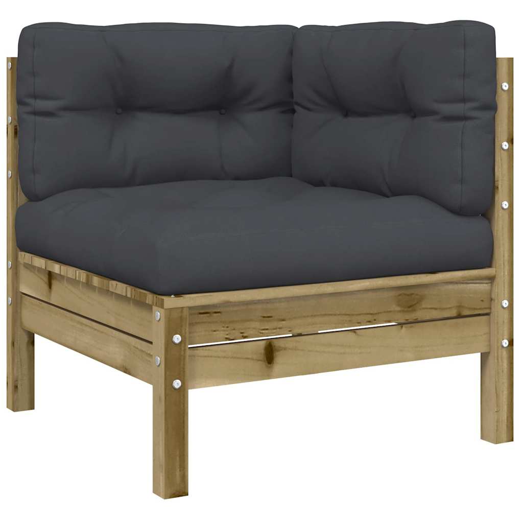 vidaXL 8-delige Loungeset met kussens massief grenenhout wasbruin