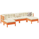 vidaXL 6-delige Loungeset met kussens massief grenenhout wasbruin
