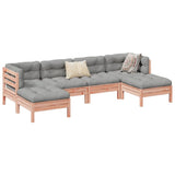 vidaXL 6-delige Loungeset met kussens massief grenenhout wasbruin