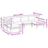 vidaXL 6-delige Loungeset met kussens massief grenenhout wasbruin
