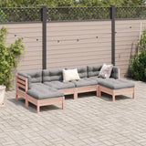 vidaXL 6-delige Loungeset met kussens massief grenenhout wasbruin