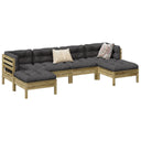 vidaXL 6-delige Loungeset met kussens massief grenenhout wasbruin