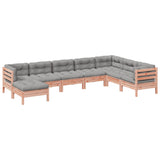 vidaXL 8-delige Loungeset met kussens massief grenenhout wasbruin