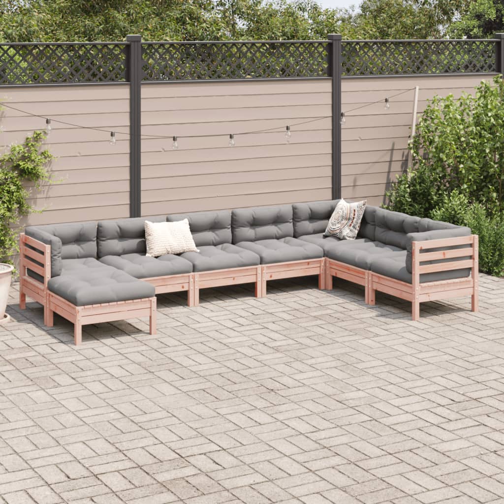vidaXL 8-delige Loungeset met kussens massief grenenhout wasbruin
