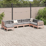 vidaXL 8-delige Loungeset met kussens massief grenenhout wasbruin