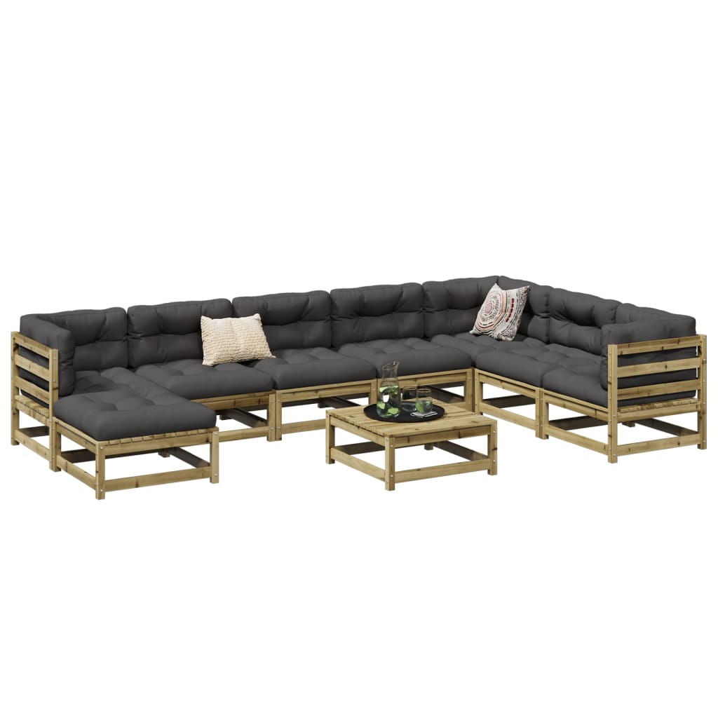 vidaXL 9-piece Outdoor Lounge Set Solid Pine Wood