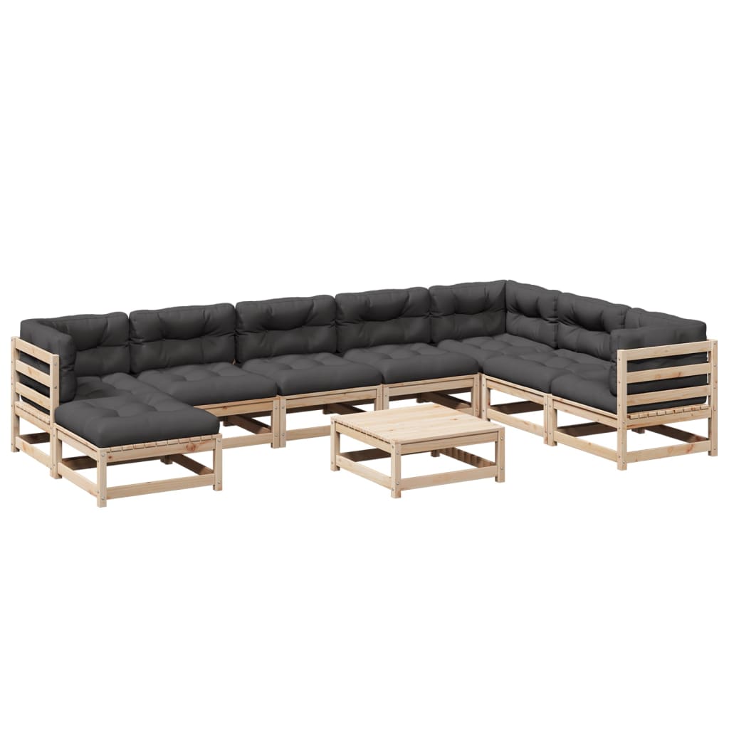 vidaXL 9-piece Outdoor Lounge Set Solid Pine Wood