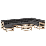 vidaXL 9-piece Outdoor Lounge Set Solid Pine Wood