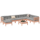 vidaXL 9-delige Loungeset met kussens massief grenenhout wasbruin