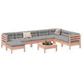 vidaXL 9-delige Loungeset met kussens massief grenenhout wasbruin