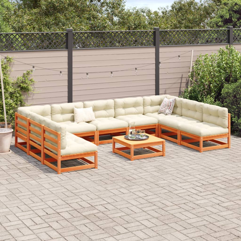 vidaXL 10-delige Loungeset massief grenenhout