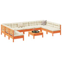 vidaXL 10-delige Loungeset met kussens massief grenenhout wasbruin