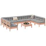 vidaXL 10-delige Loungeset met kussens massief grenenhout wasbruin