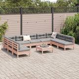 vidaXL 10-delige Loungeset met kussens massief grenenhout wasbruin