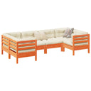 vidaXL 6-delige Loungeset met kussens massief grenenhout wasbruin