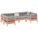 vidaXL 6-delige Loungeset met kussens massief grenenhout wasbruin