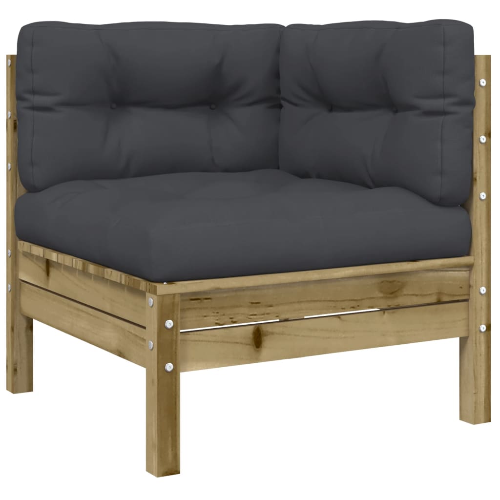 vidaXL 6-delige Loungeset met kussens massief grenenhout wasbruin